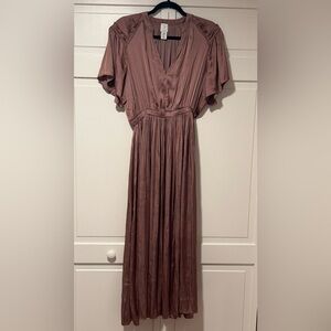 Joie Chic Mauve Silky Short Sleeve Maxi Dress Dressy size Medium
